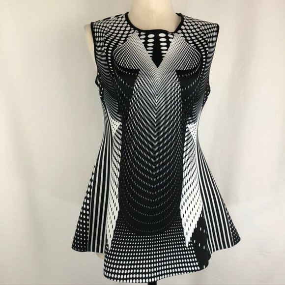 Clover Canyon Black and White Neoprene Peplum Top
